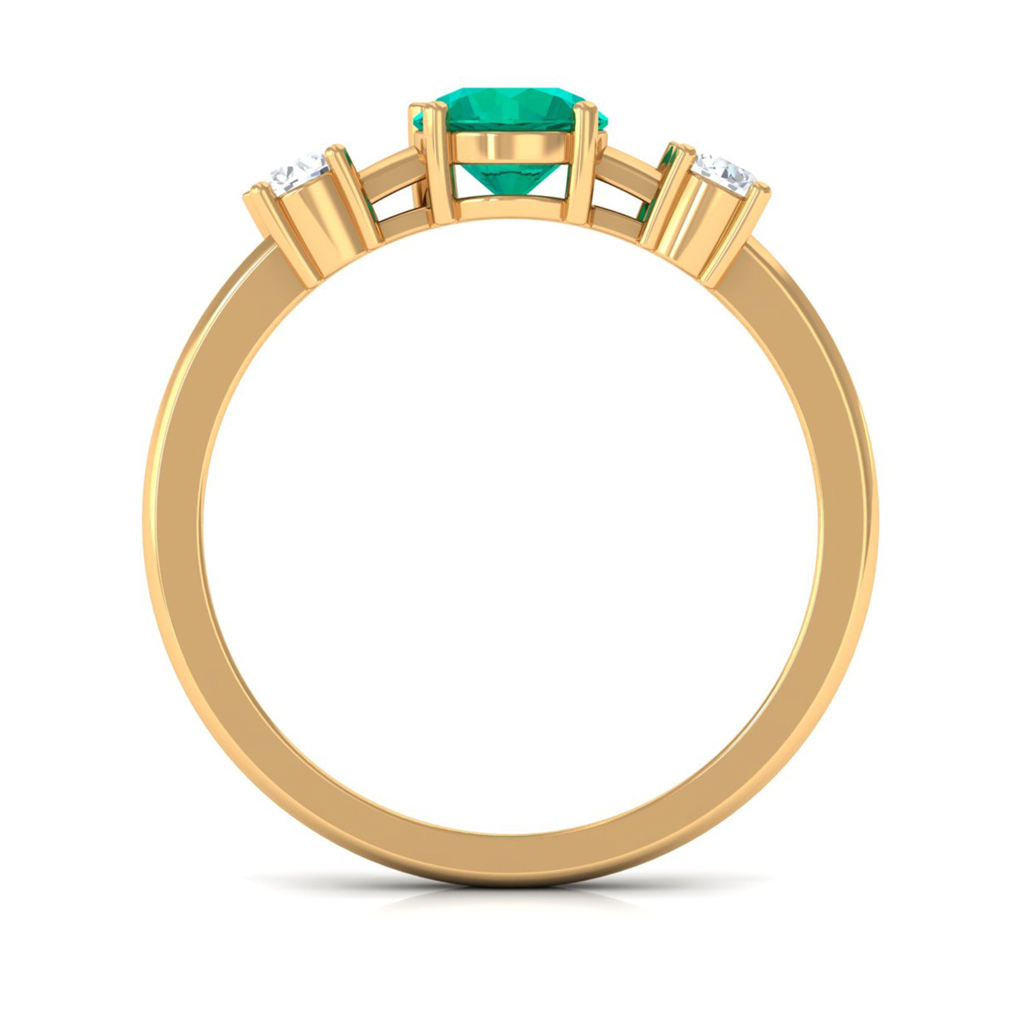 Minimal Promise Ring with Emerald and Diamond Emerald - ( AAA ) - Quality - Rosec Jewels