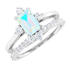 Natural Ethiopian Opal Solitaire Ring Set with Diamond Ethiopian Opal - ( AAA ) - Quality - Rosec Jewels