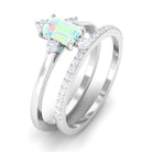 Natural Ethiopian Opal Solitaire Ring Set with Diamond Ethiopian Opal - ( AAA ) - Quality - Rosec Jewels