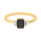 3/4 CT Octagon Cut Black Spinel Solitaire Ring with Diamond Black Spinel - ( AAA ) - Quality - Rosec Jewels