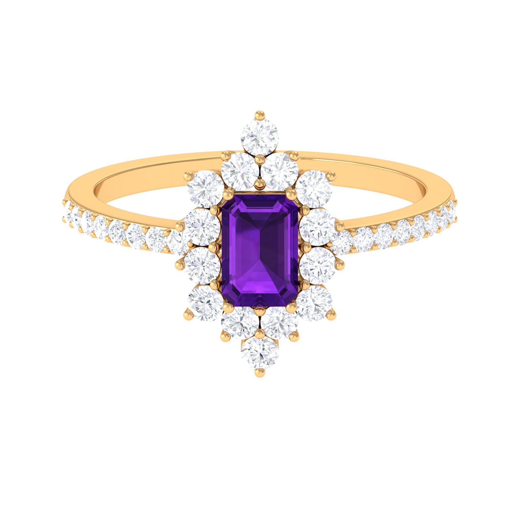 Vintage Inspired Amethyst and Diamond Halo Engagement Ring Amethyst - ( AAA ) - Quality - Rosec Jewels