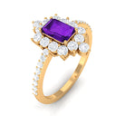 Vintage Inspired Amethyst and Diamond Halo Engagement Ring Amethyst - ( AAA ) - Quality - Rosec Jewels