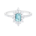 Vintage Aquamarine and Diamond Halo Engagement Ring Aquamarine - ( AAA ) - Quality - Rosec Jewels