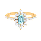 Vintage Aquamarine and Diamond Halo Engagement Ring Aquamarine - ( AAA ) - Quality - Rosec Jewels