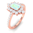 Vintage Inspired Ethiopian Opal Halo Engagement Ring with Diamond Ethiopian Opal - ( AAA ) - Quality - Rosec Jewels