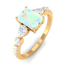 Natural Ethiopian Opal Solitaire Ring with Moissanite Stones Ethiopian Opal - ( AAA ) - Quality - Rosec Jewels