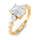 Emerald Cut Zircon Classic Solitaire Engagement Ring Zircon - ( AAAA ) - Quality - Rosec Jewels