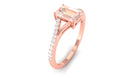 Solitaire Morganite Split Shank Engagement Ring with Diamond Morganite - ( AAA ) - Quality - Rosec Jewels