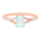 Split Shank Ethiopian Opal Solitaire Engagement Ring with Diamond Ethiopian Opal - ( AAA ) - Quality - Rosec Jewels