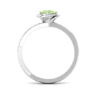 Green Sapphire and Diamond Flower Promise Ring Green Sapphire - ( AAA ) - Quality - Rosec Jewels