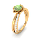 Green Sapphire and Diamond Flower Promise Ring Green Sapphire - ( AAA ) - Quality - Rosec Jewels