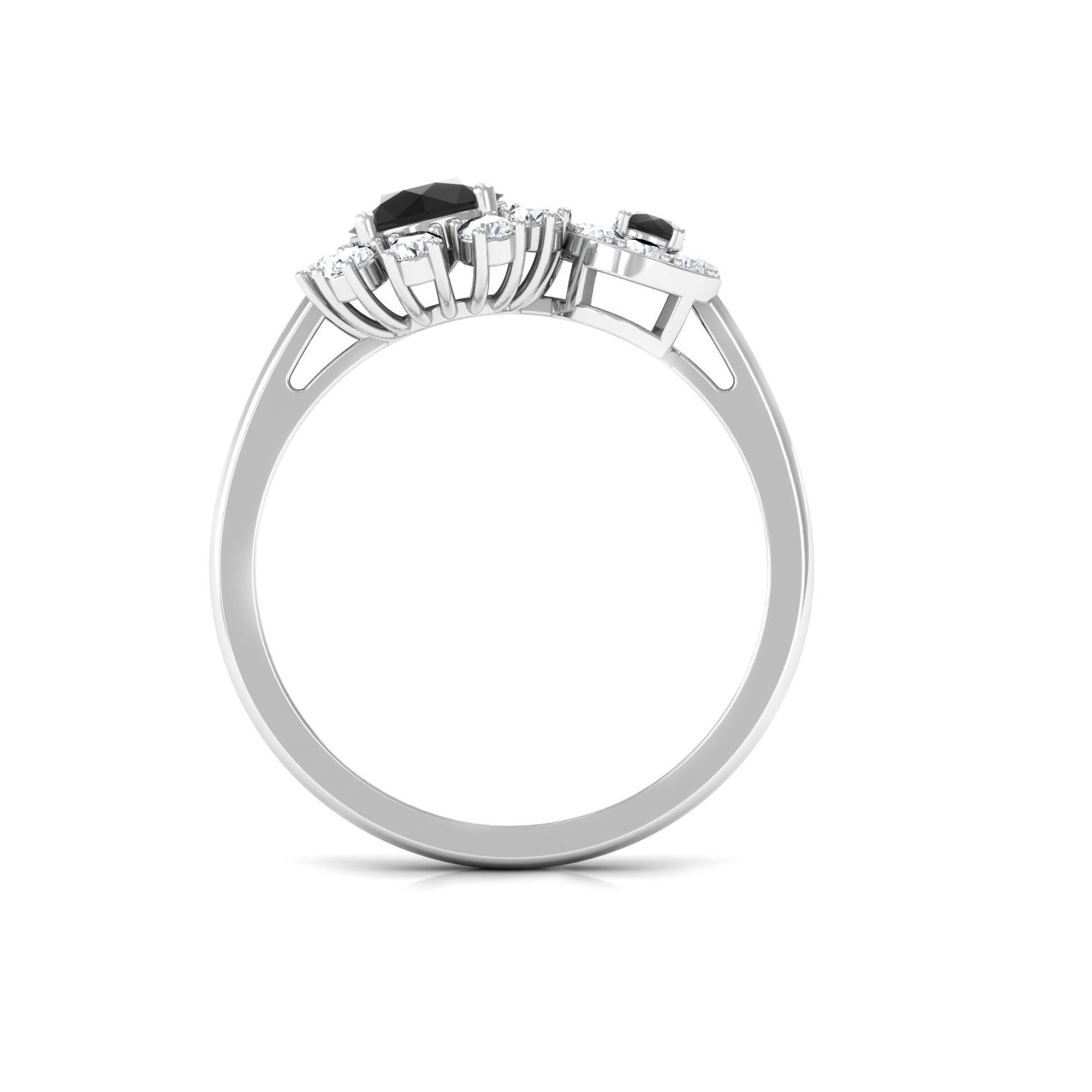 Created Black Diamond Designer Halo Engagement Ring with Diamond Lab Created Black Diamond - ( AAAA ) - Quality - Rosec Jewels