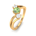 Green Sapphire and Diamond Three Stone Bypass Ring Green Sapphire - ( AAA ) - Quality - Rosec Jewels