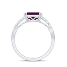 2.25 CT Emerald Cut Rhodolite East West Engagement Ring with Crossover Diamond Rhodolite - ( AAA ) - Quality - Rosec Jewels