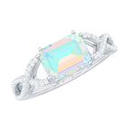 Octagon Ethiopian Opal East West Crossover Ring with Diamond Ethiopian Opal - ( AAA ) - Quality - Rosec Jewels