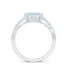 2 CT Emerald Cut Moonstone East West Crossover Ring with Diamond Moonstone - ( AAA ) - Quality - Rosec Jewels