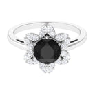 2.25 CT Created Black Diamond Flower Halo Ring with Diamond Lab Created Black Diamond - ( AAAA ) - Quality - Rosec Jewels