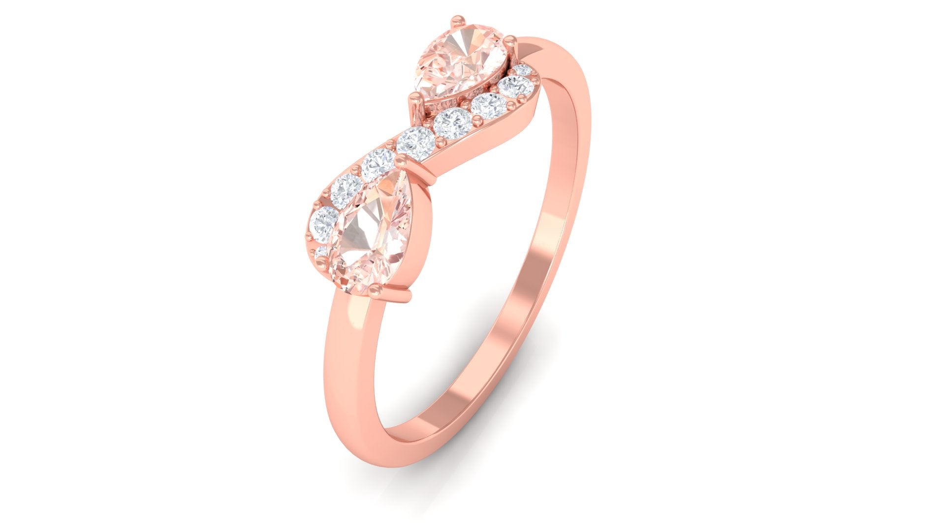 1/2 CT Pear Morganite Infinity Promise Ring with Diamond Morganite - ( AAA ) - Quality - Rosec Jewels