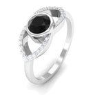 3/4 CT Solitaire Black Diamond Split Shank Ring with Diamond Black Diamond - ( AAA ) - Quality - Rosec Jewels