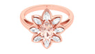 Oval Morganite Flower Cocktail Ring with Moissanite Morganite - ( AAA ) - Quality - Rosec Jewels