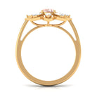 Oval Morganite Flower Cocktail Ring with Moissanite Morganite - ( AAA ) - Quality - Rosec Jewels