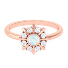 3/4 CT Natural Ethiopian Opal and Diamond Statement Ring Ethiopian Opal - ( AAA ) - Quality - Rosec Jewels