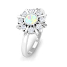 3/4 CT Natural Ethiopian Opal and Diamond Statement Ring Ethiopian Opal - ( AAA ) - Quality - Rosec Jewels