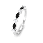 1/2 CT Simple Black Onyx and Diamond Half Eternity Ring Black Onyx - ( AAA ) - Quality - Rosec Jewels