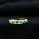 Designer Anniversary Ring with Emerald and Diamond Emerald - ( AAA ) - Quality - Rosec Jewels