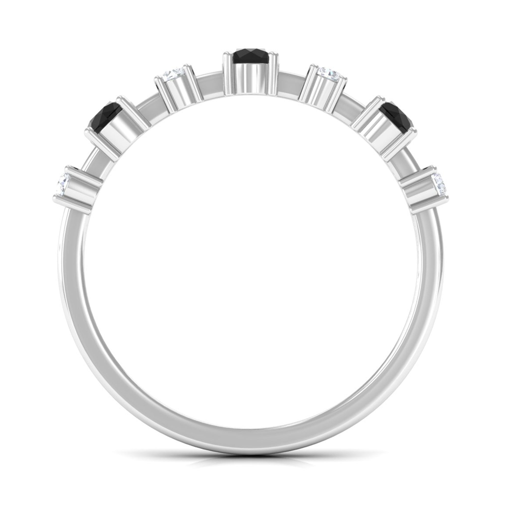 Black and White Diamond Half Eternity Ring Black Diamond - ( AAA ) - Quality - Rosec Jewels