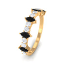 Real Black Onyx Half Eternity Ring with Diamond Black Onyx - ( AAA ) - Quality - Rosec Jewels