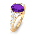 Statement Amethyst Engagement Ring with Moissanite Amethyst - ( AAA ) - Quality - Rosec Jewels