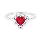 1 CT Lab Created Ruby Heart Engagement Ring with Diamond Accent Lab Created Ruby - ( AAAA ) - Quality - Rosec Jewels