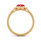 1 CT Lab Created Ruby Heart Engagement Ring with Diamond Accent Lab Created Ruby - ( AAAA ) - Quality - Rosec Jewels