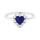 1 CT Heart Lab Created Blue Sapphire Designer Engagement Ring with Diamond Lab Created Blue Sapphire - ( AAAA ) - Quality - Rosec Jewels