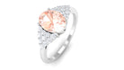 1.50 Ct Solitaire Morganite Oval Engagement Ring with Diamond Morganite - ( AAA ) - Quality - Rosec Jewels