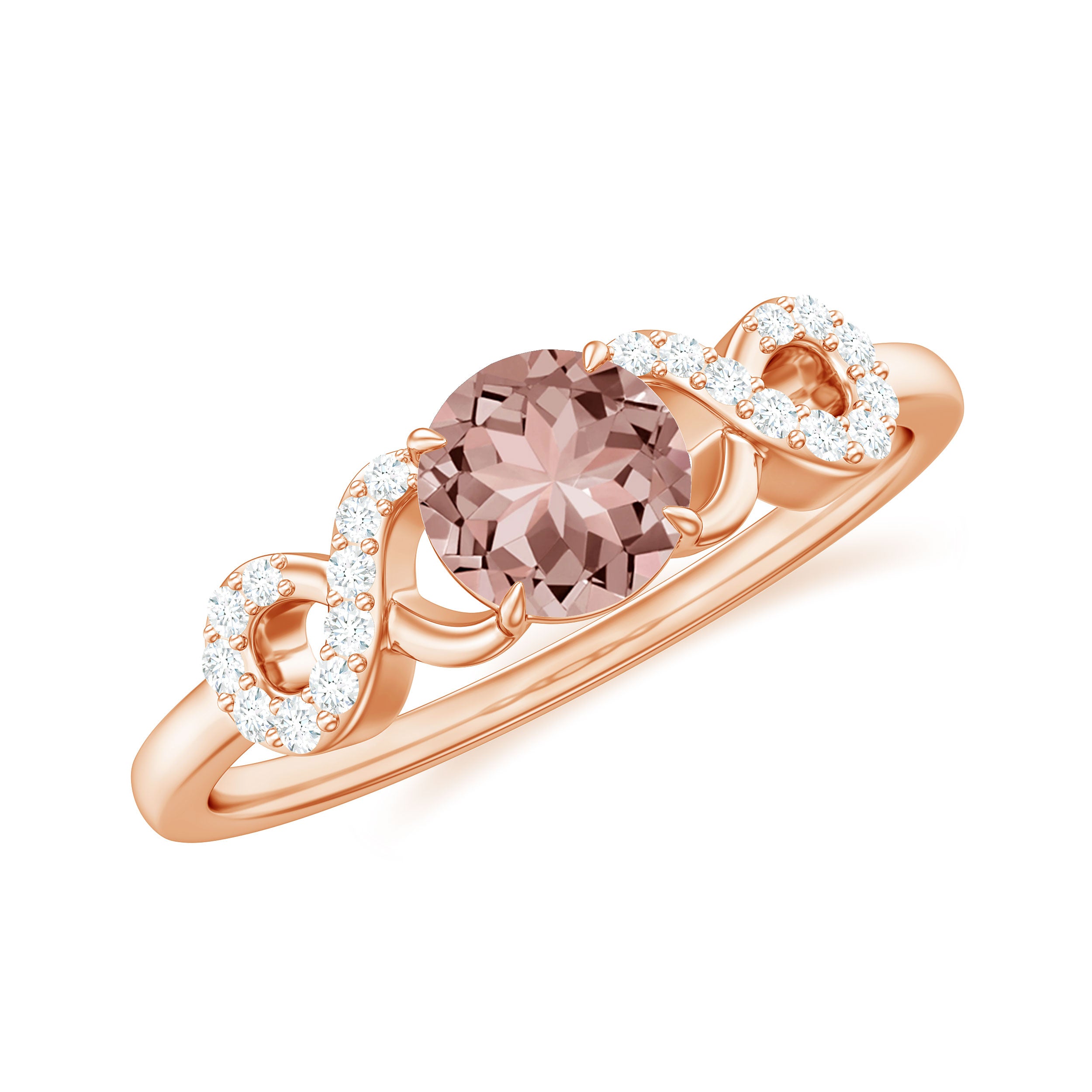 1/2 CT Round Morganite and Diamond Infinity Engagement Ring Morganite - ( AAA ) - Quality - Rosec Jewels