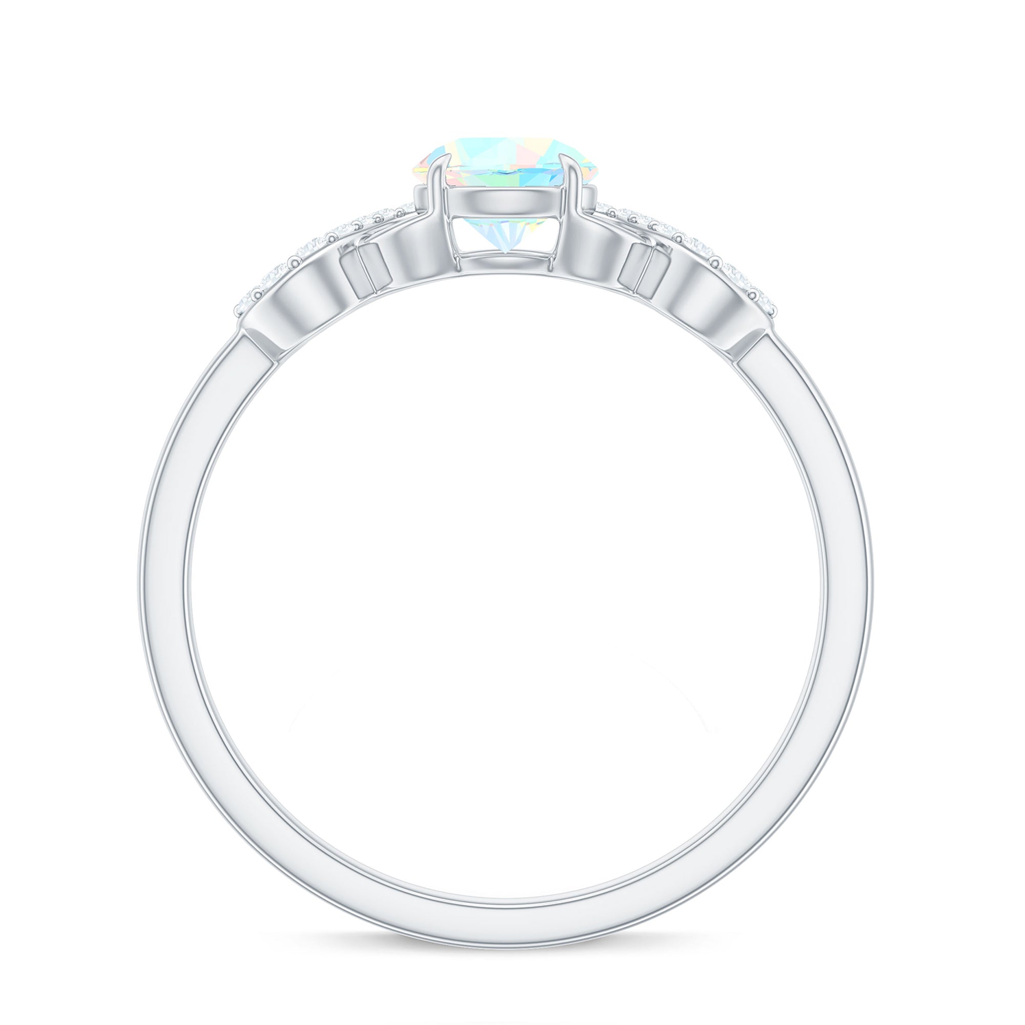 3/4 CT Round Ethiopian Opal Infinity Engagement Ring with Diamond Ethiopian Opal - ( AAA ) - Quality - Rosec Jewels