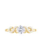 Round Moissanite Criss Cross Promise Ring Moissanite - ( D-VS1 ) - Color and Clarity - Rosec Jewels