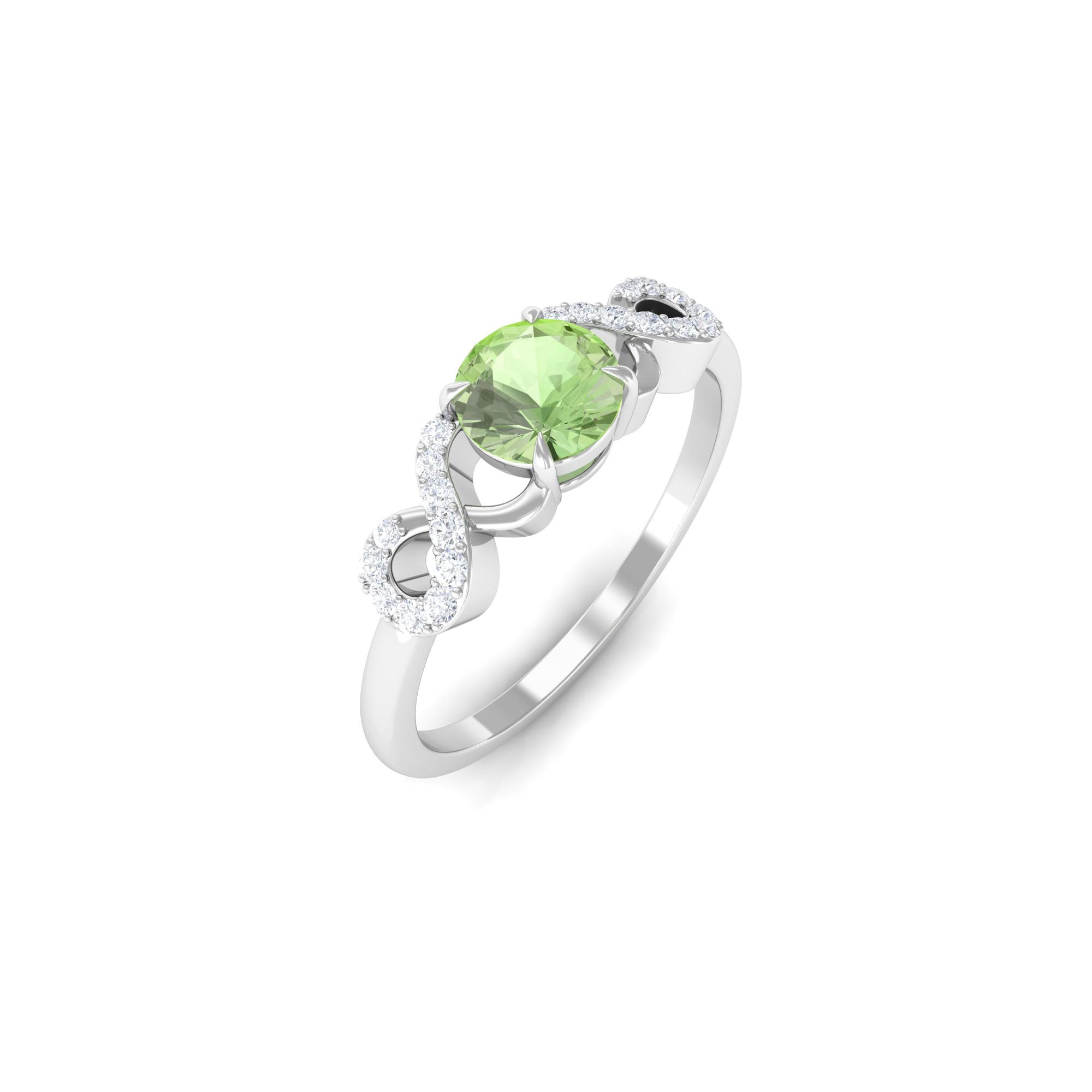 Real Green Sapphire and Diamond Criss Cross Promise Ring Green Sapphire - ( AAA ) - Quality - Rosec Jewels