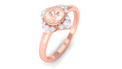 Vintage Morganite Flower Engagement Ring with Diamond Morganite - ( AAA ) - Quality - Rosec Jewels