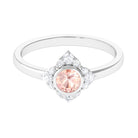 Vintage Morganite Flower Engagement Ring with Diamond Morganite - ( AAA ) - Quality - Rosec Jewels