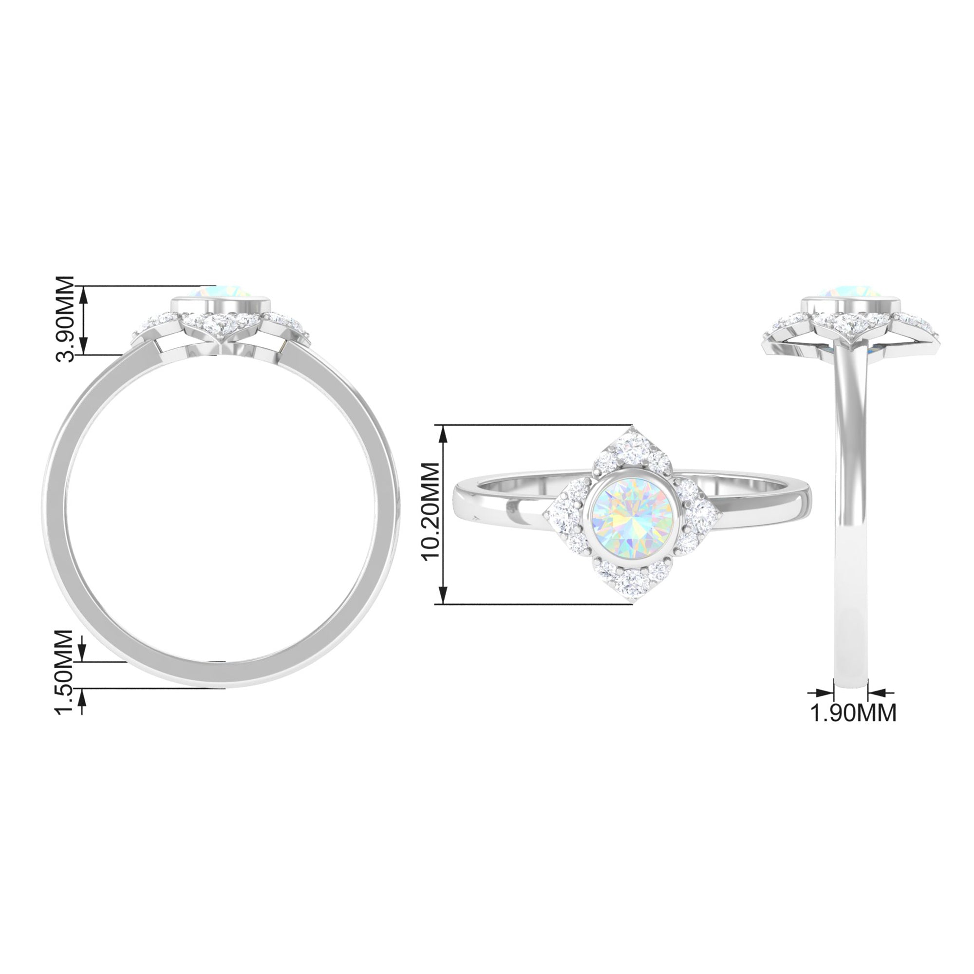 Bezel Set Ethiopian Opal Flower Engagement Ring with Diamond Ethiopian Opal - ( AAA ) - Quality - Rosec Jewels