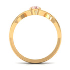 Round Morganite Solitaire Promise Ring in Crossover Shank Morganite - ( AAA ) - Quality - Rosec Jewels