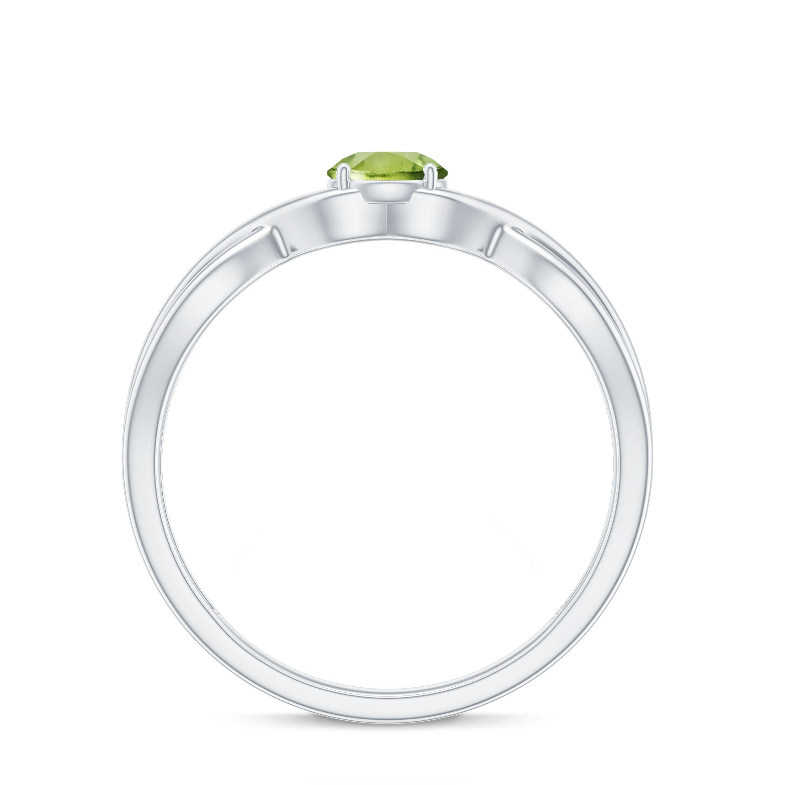 0.25 CT Round Cut Peridot Gold Crossover Solitaire Ring Peridot - ( AAA ) - Quality - Rosec Jewels