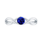 3/4 CT Solitaire Created Blue Sapphire Crossover Engagement Ring Lab Created Blue Sapphire - ( AAAA ) - Quality - Rosec Jewels