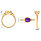 Bezel Set Oval Amethyst Solitaire East West Ring with Diamond Amethyst - ( AAA ) - Quality - Rosec Jewels