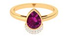 Bezel Set Rhodolite Teardrop Cocktail Ring with Diamond Accent Rhodolite - ( AAA ) - Quality - Rosec Jewels