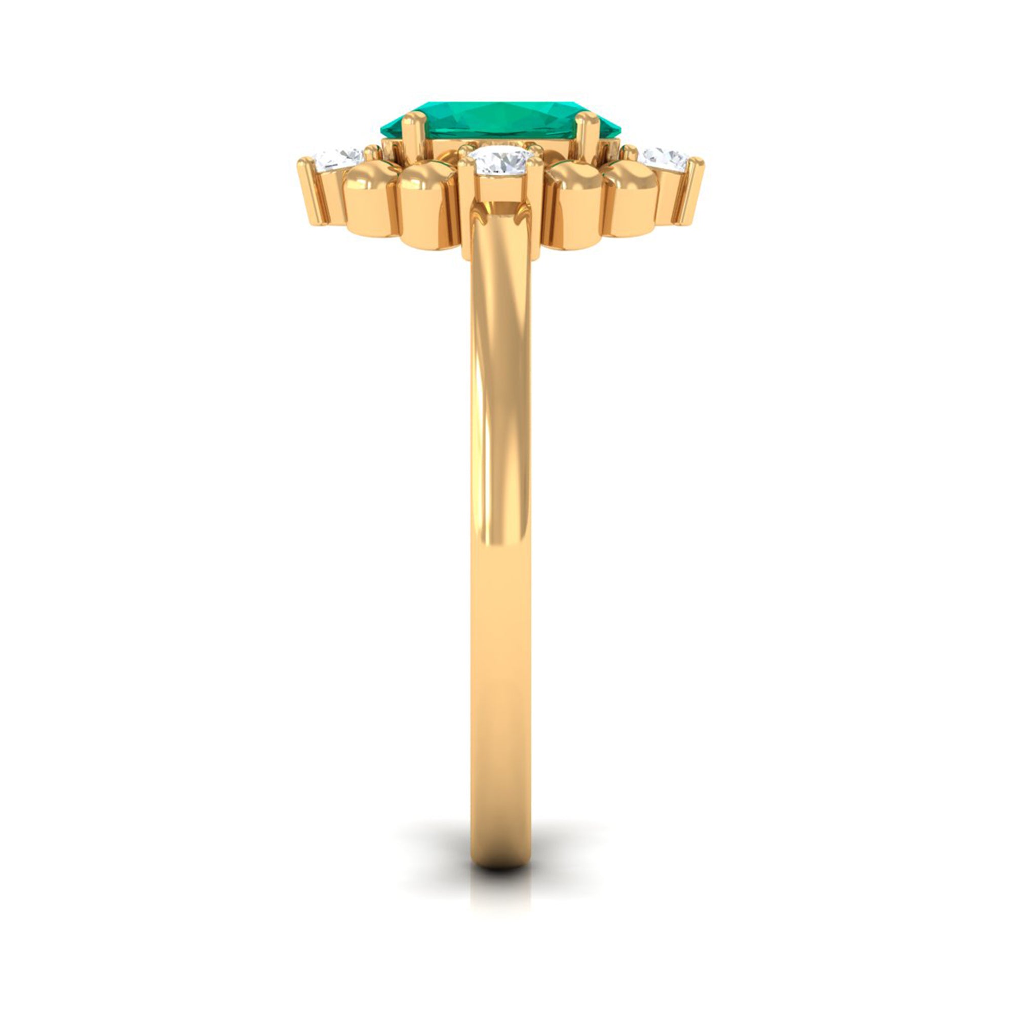 1 CT Oval shape Emerald Cocktail Ring with Diamond Emerald - ( AAA ) - Quality - Rosec Jewels