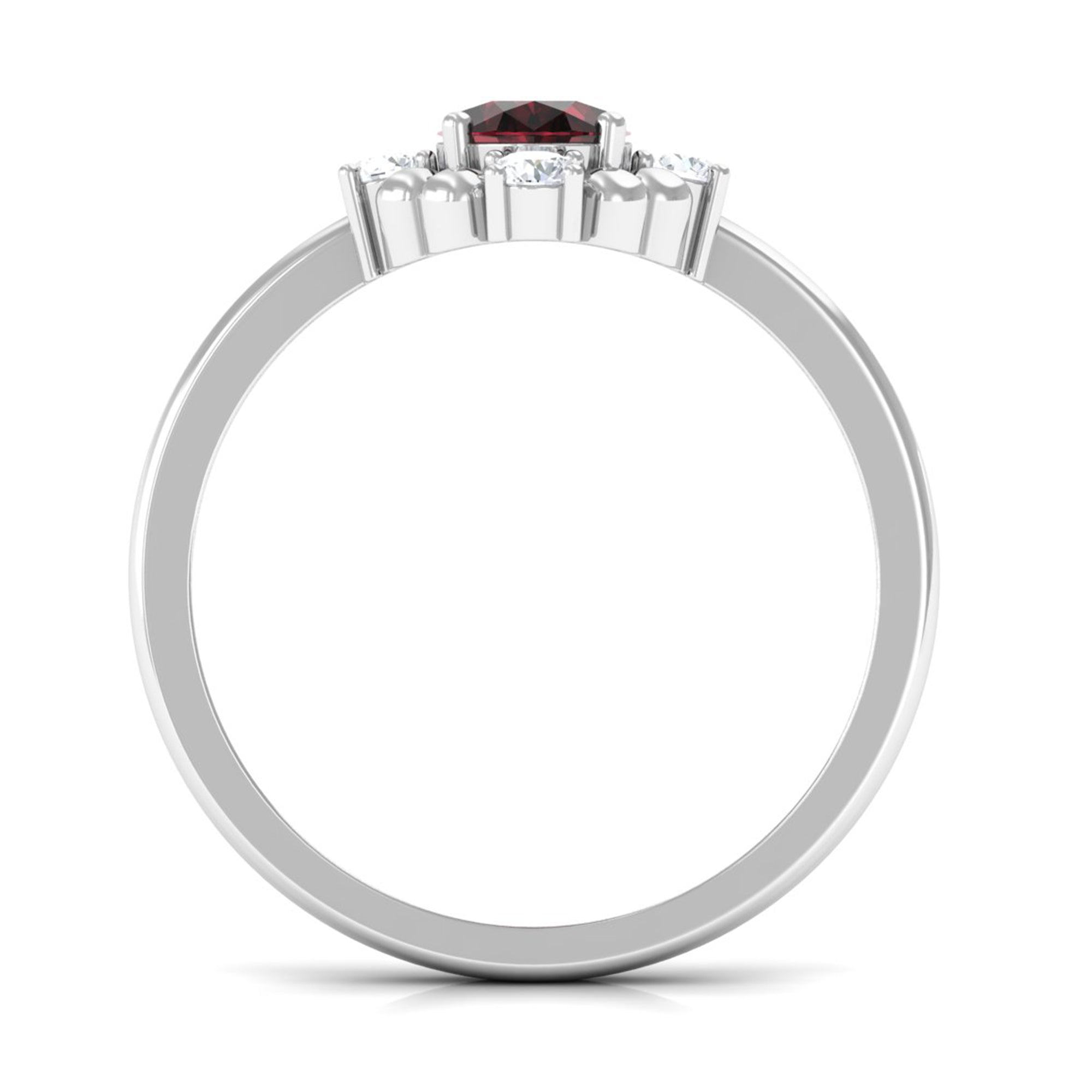 Garnet and Diamond Cocktail Ring with Beaded Garnet - ( AAA ) - Quality - Rosec Jewels